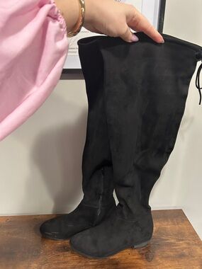 Call It Spring Black Over-the-Knee Suede Boots